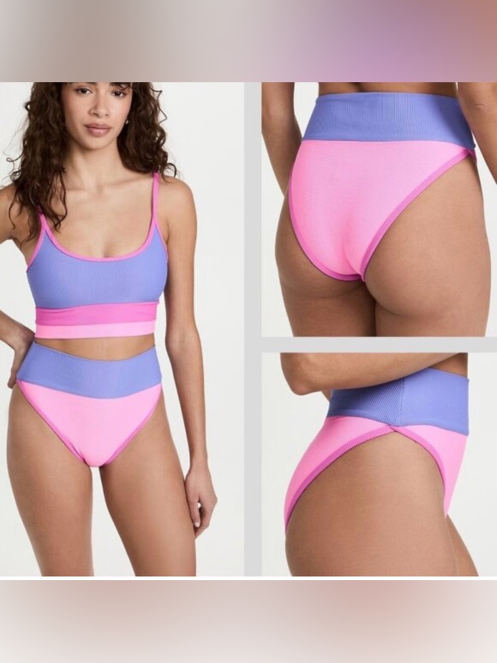 Beach Riot Emmy Pink and Periwinkle Bikini Bottoms Large